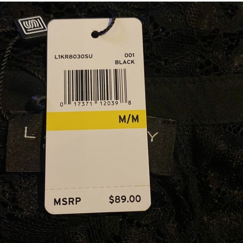 NWT Laundry by Shelli Segal Black Lace Collared Lined Top Women Size M - Picture 5 of 13